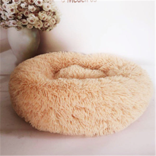 Round Fluffy Winter Cat Bed – Soft Hairy Pet Nest