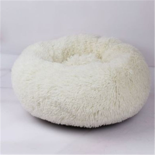 Round Fluffy Winter Cat Bed – Soft Hairy Pet Nest
