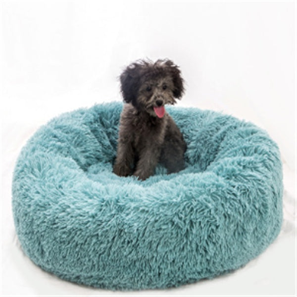 Round Fluffy Winter Cat Bed – Soft Hairy Pet Nest