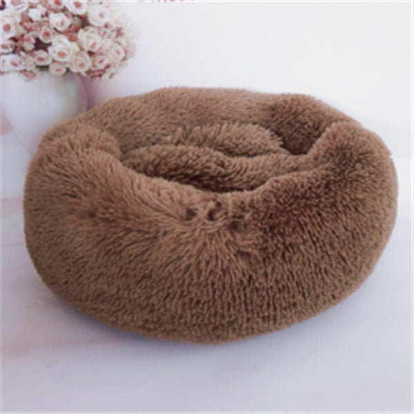 Round Fluffy Winter Cat Bed – Soft Hairy Pet Nest