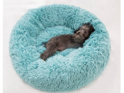 Round Fluffy Winter Cat Bed – Soft Hairy Pet Nest