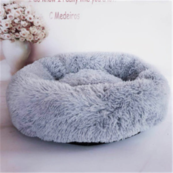 Round Fluffy Winter Cat Bed – Soft Hairy Pet Nest