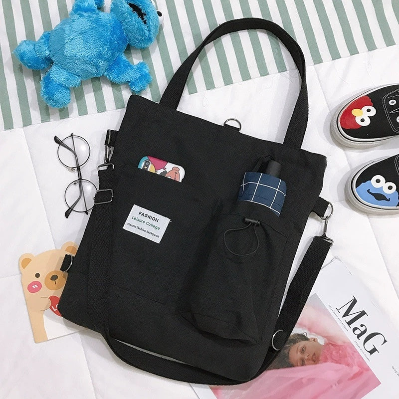 Harajuku Canvas Shoulder Bag – Preppy Tote for Students