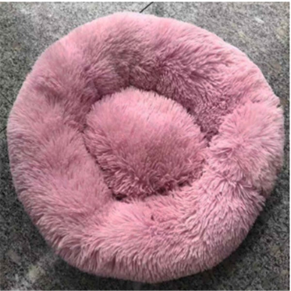 Round Fluffy Winter Cat Bed – Soft Hairy Pet Nest