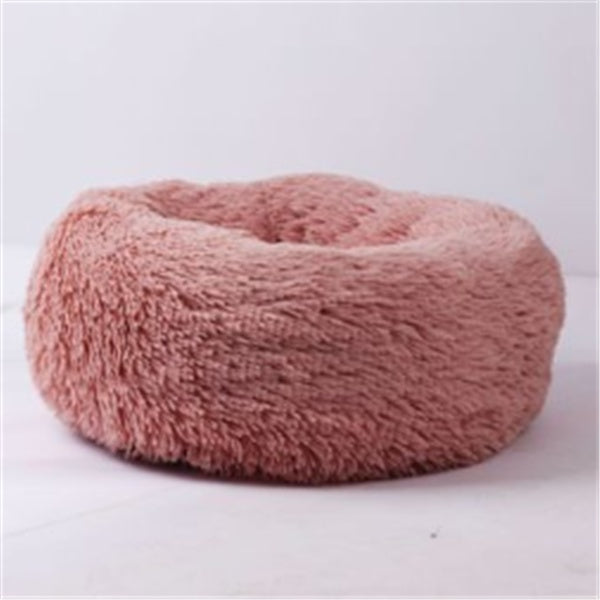 Round Fluffy Winter Cat Bed – Soft Hairy Pet Nest