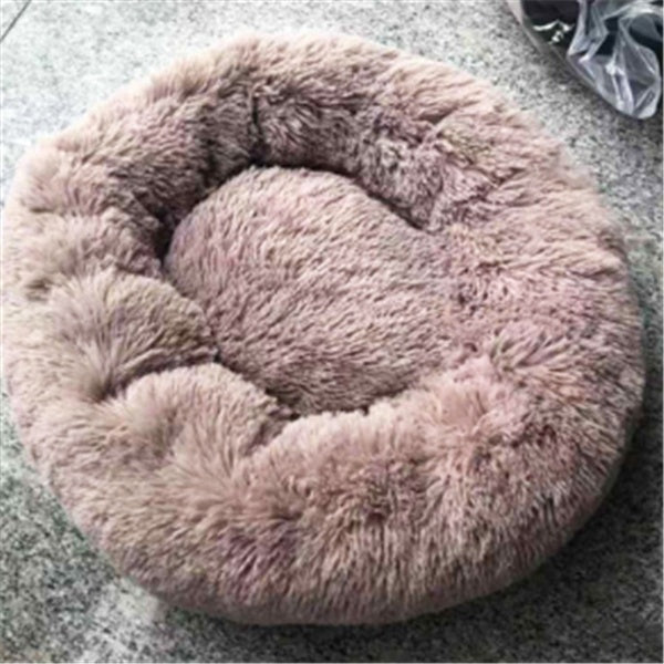 Round Fluffy Winter Cat Bed – Soft Hairy Pet Nest