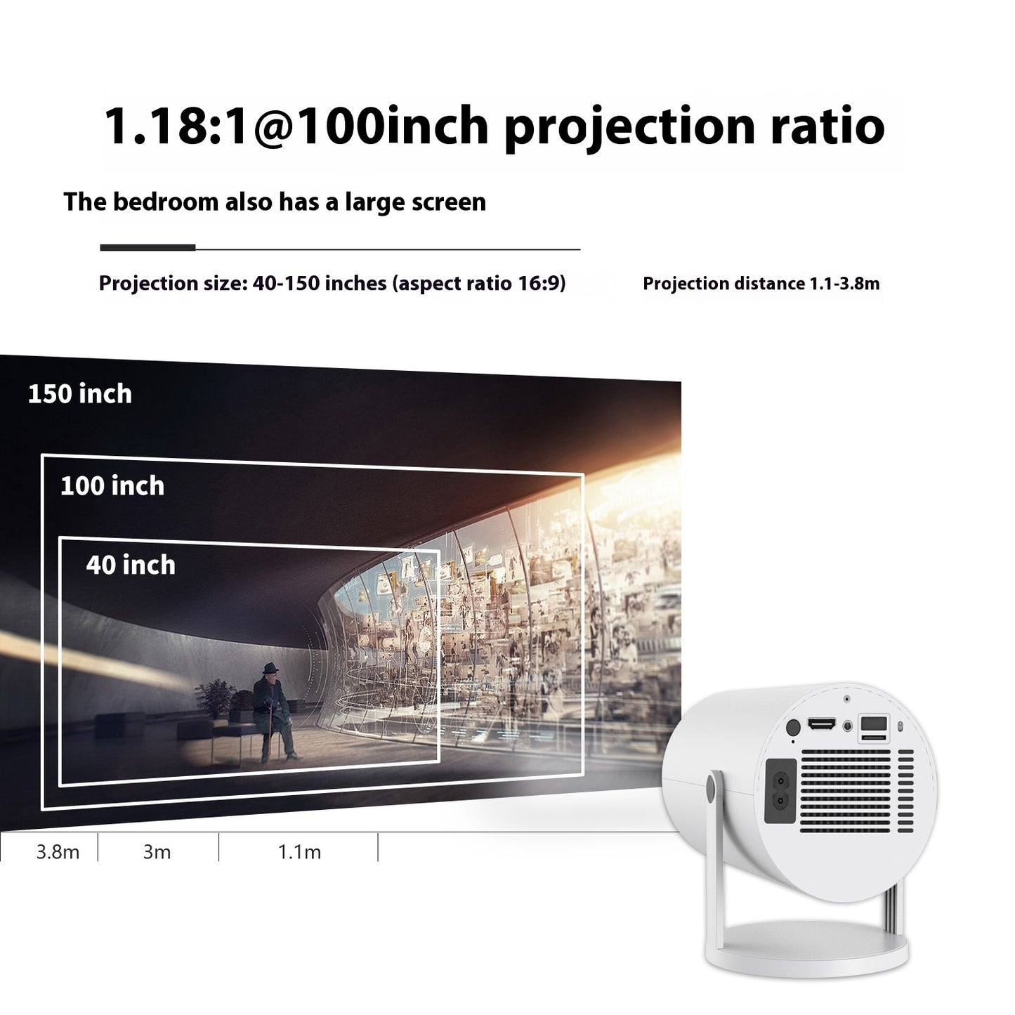 HY300 Pro Mini Smart Projector – WiFi, Bluetooth, 180° Rotatable